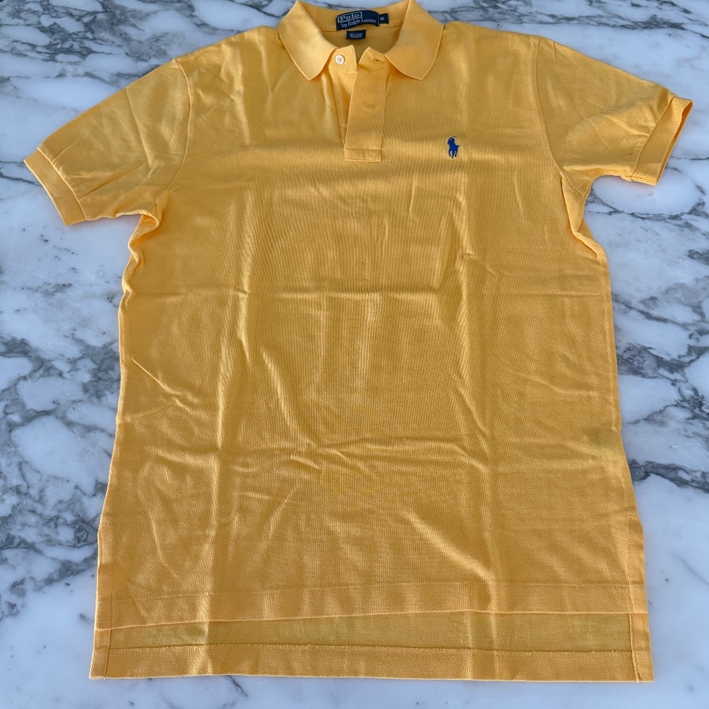 Polo Ralph Lauren Cotton Men's Yellow Pullover Polo Short sleeve shirt, Med